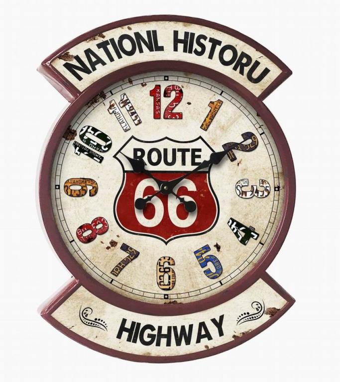 Orologio da muro in metallo route 66