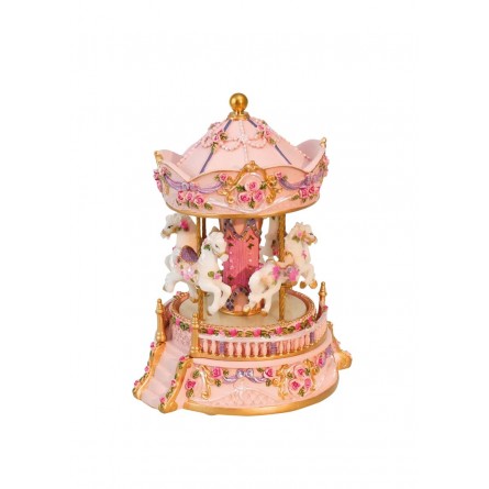 Carillon giostra rosa con fiori