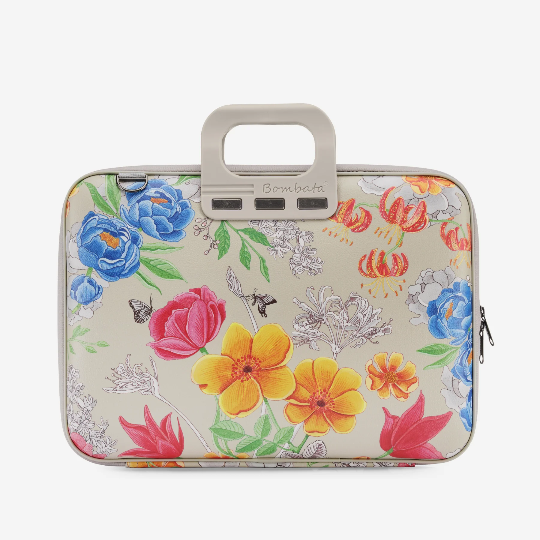 Borsa con tracolla Bombata floreale chiara